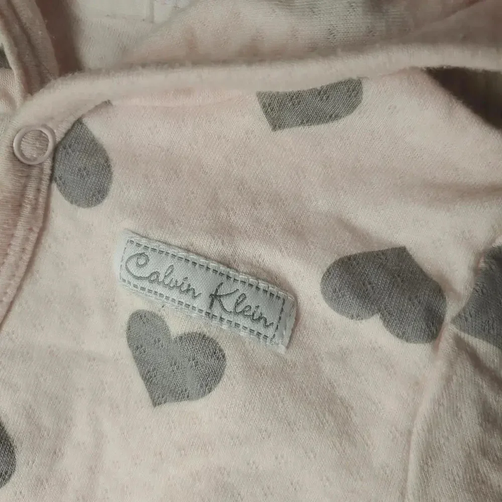 Calvin Klein Baby Girl Pink and Gray Heart Jacket Size 3-6M